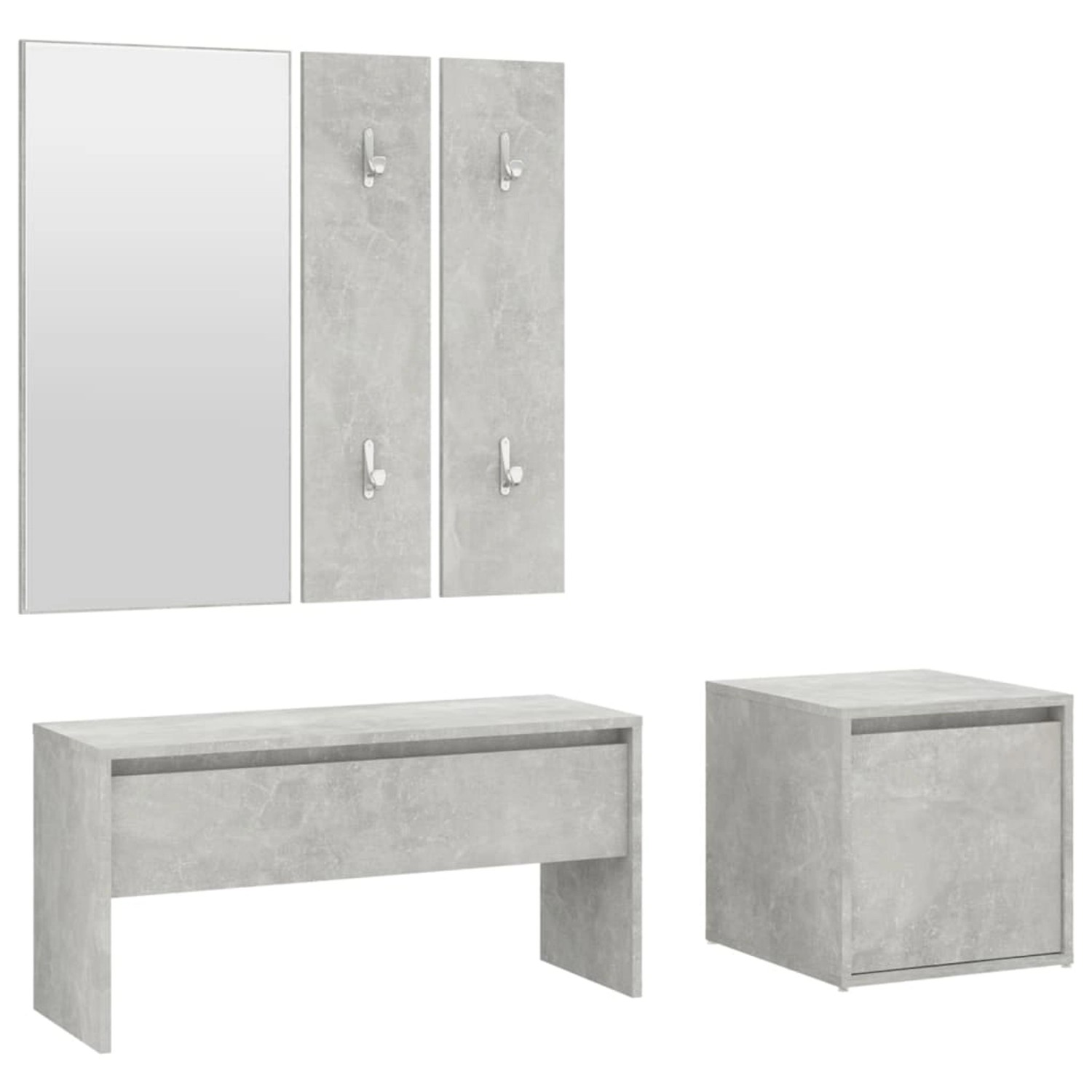 vidaXL Flurmöbel-Set Betongrau Holzwerkstoff Modell 2