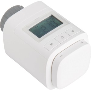 Elektronischer Heizkörperthermostat Basic SH 6, weiß-matt, mit LED-Display zur Temperaturregelung.