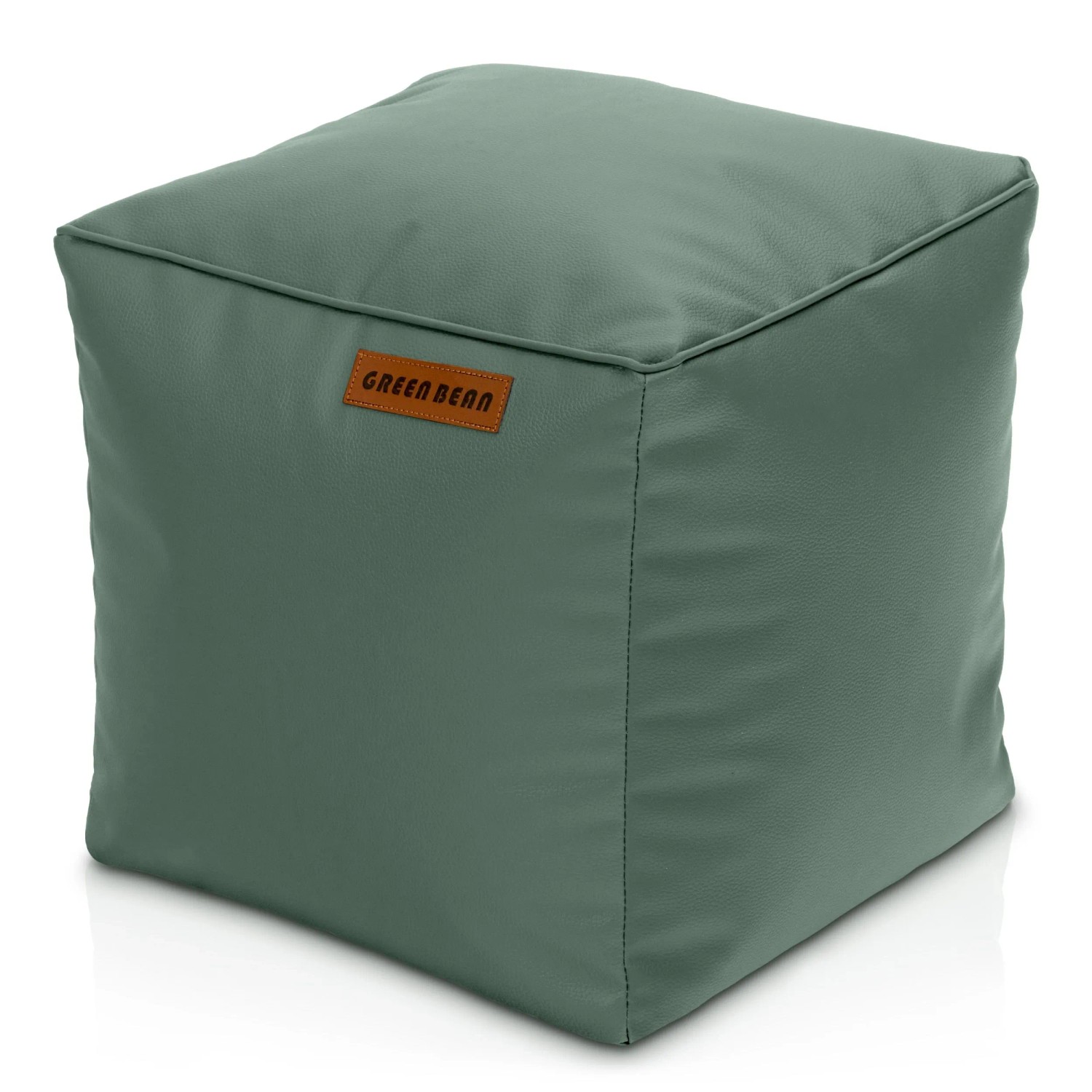 Green Bean Sitzhocker Cube 40 x 40 x 40 cm Leder mit EPS-Perlen-Füllung Taubenblau
