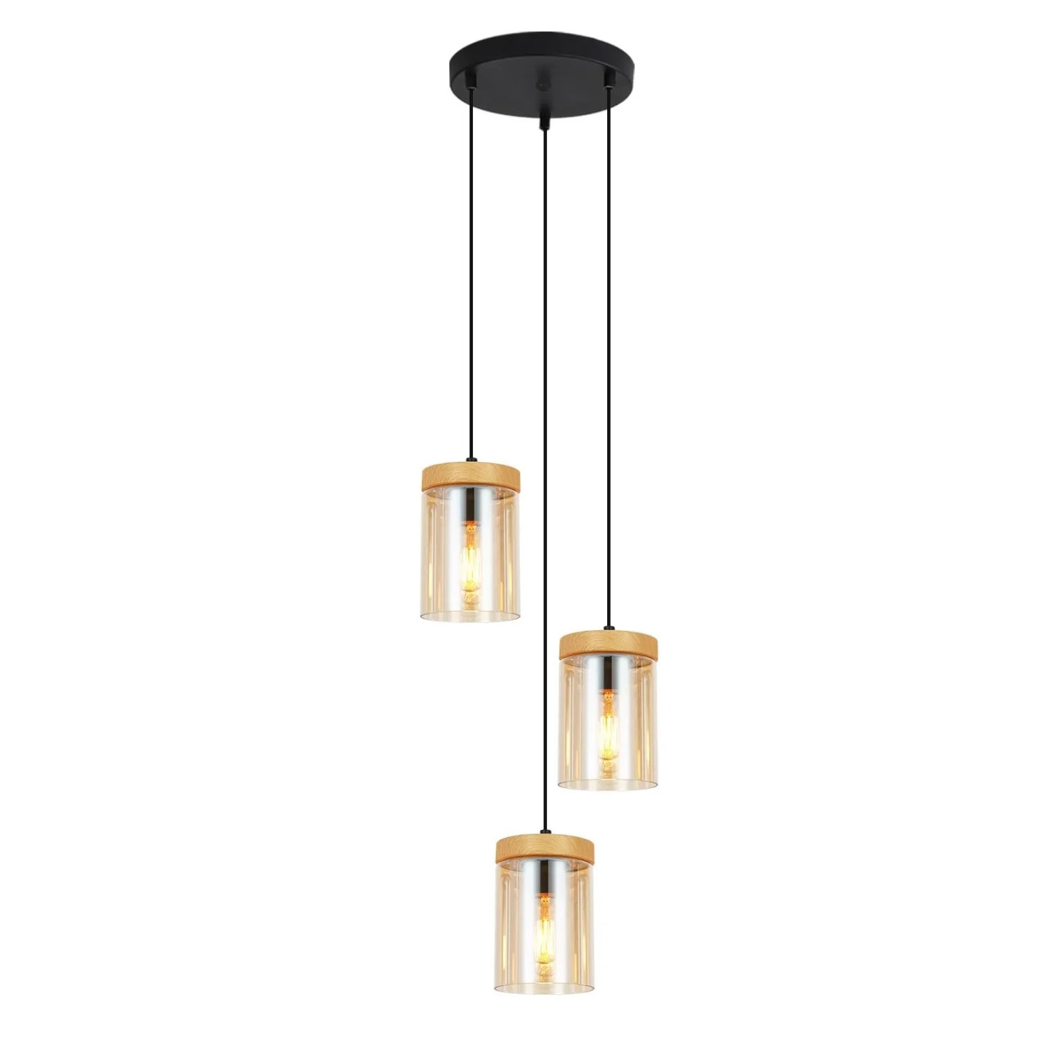 NETTLIFE Vintage Glas 3-Flamm Esstisch Pendelleuchte E27 Hängelampe für Wohnzimmer