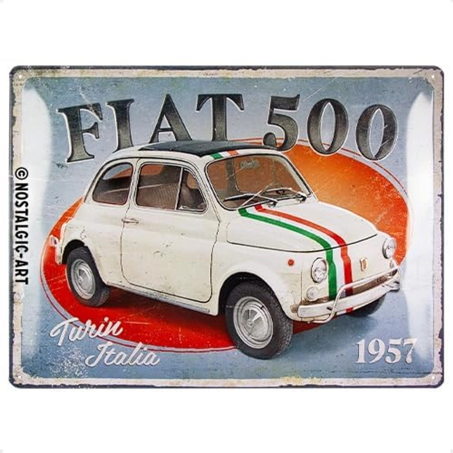 Nostalgic-Art Blechschild 30 x 40 cm - Fiat 500 - Turin Italia günstig online kaufen