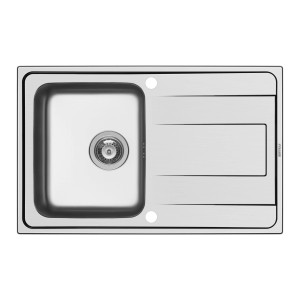 Pyramis Einbauspüle Alea Edelstahl, 79x50cm, mit Abtropffläche und Drehexcenter.