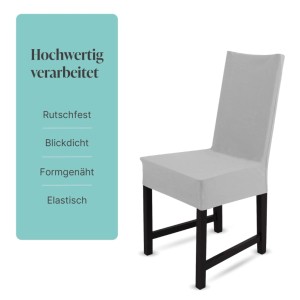 Silberne Bestlivings Stuhlhusse mit geradem Abschluss für Standardstühle.