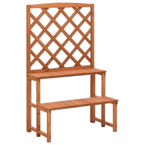 vidaXL Blumentreppe aus massivem Tannenholz mit zwei Stufen und Rankgitter, 70x42x115 cm. Gartenhilfsmittel für Pflanzen.