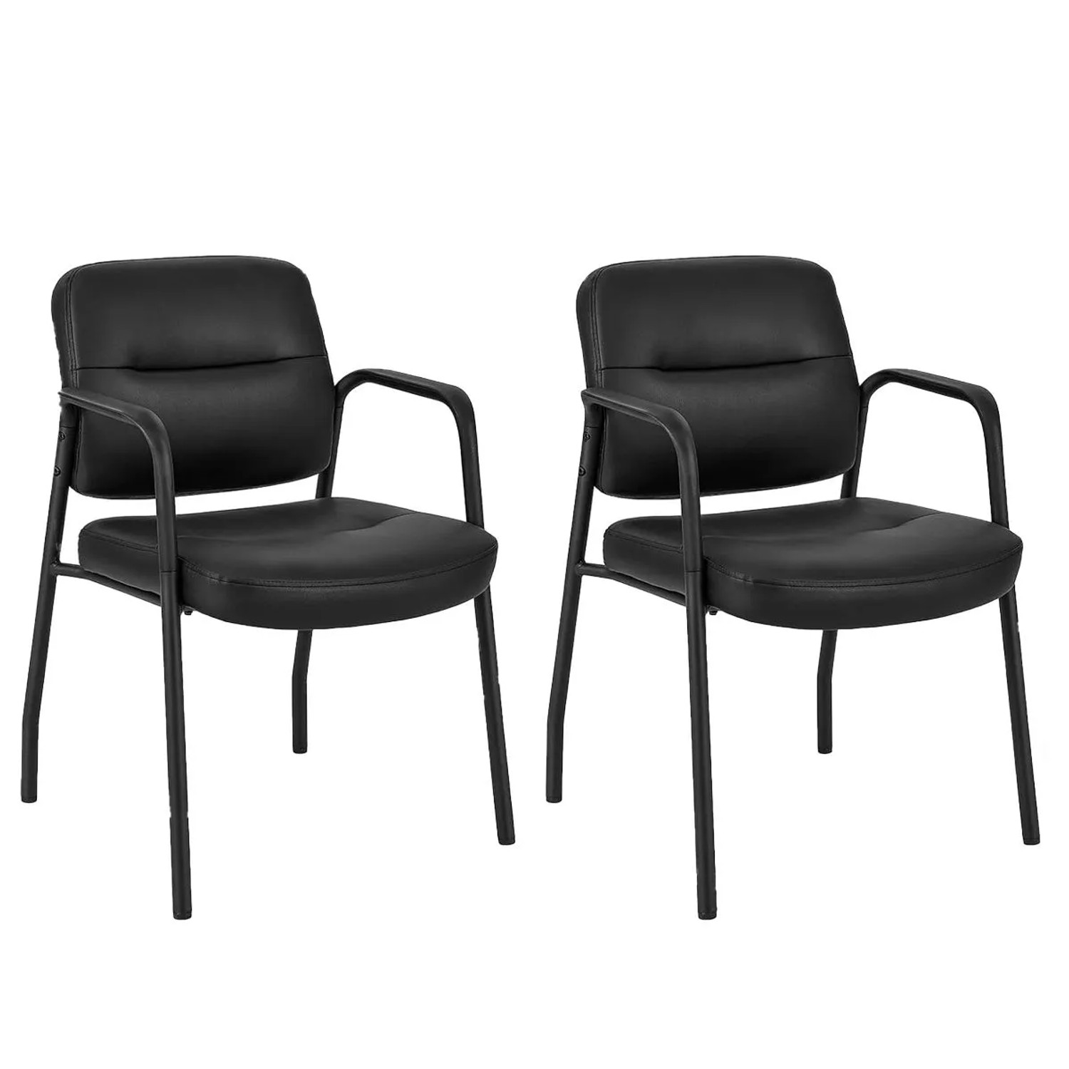 Costway Konferenzstühle 2er Set Gepolsterte Besucherstühle Schwarz