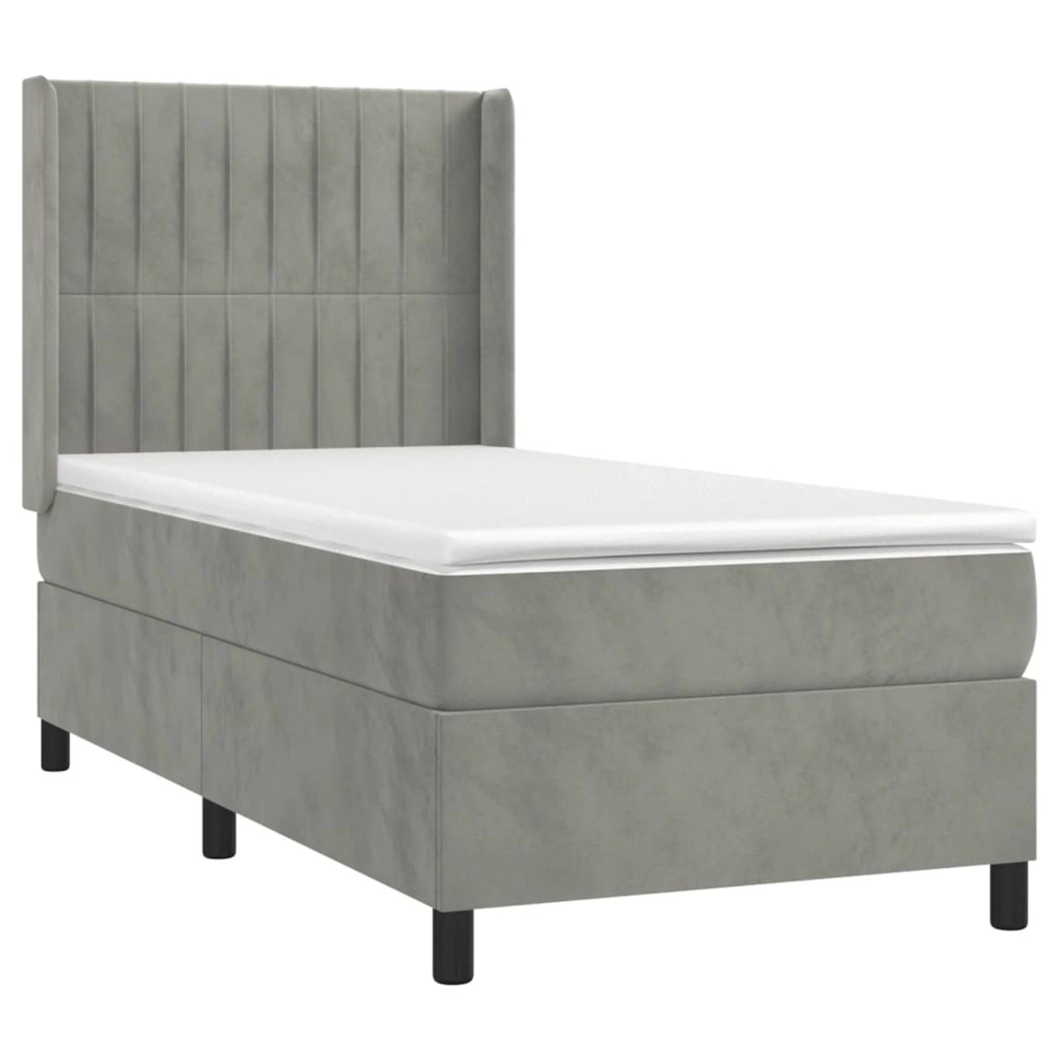 vidaXL Boxspringbett mit Matratze & LED Hellgrau 90x200 cm Samt 3139661 günstig online kaufen