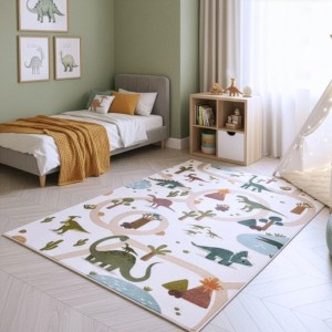 Ayyildiz Kinderteppich Coco Creme mit Dinosaurier-Motiv, 120x170 cm.