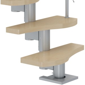 Dolle Mittelholmtreppe Basel, Ahornstufen, perlgrauer Holm. Variable Geschosshöhe bis 299 cm.