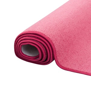Gerollter, rosa Snapstyle Trend Velours Teppich Joy 200x250cm. Kurzflorteppich mit farblich passender Umrandung.