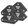 STAHLWERK Schweißwinkel 4er Set: Vier schwarze Magnetwinkel mit Logo, ideal für präzises Positionieren von Werkstücken bei Schweißarbeiten.