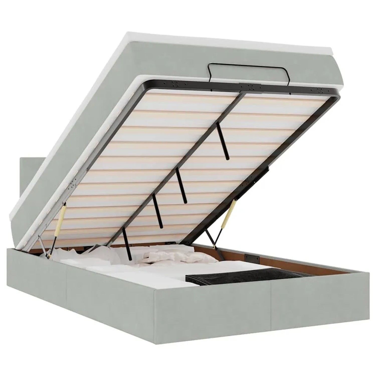 vidaXL Ottoman-Bett mit Matratze Hellgrau 120x200 cm Samt 3311693