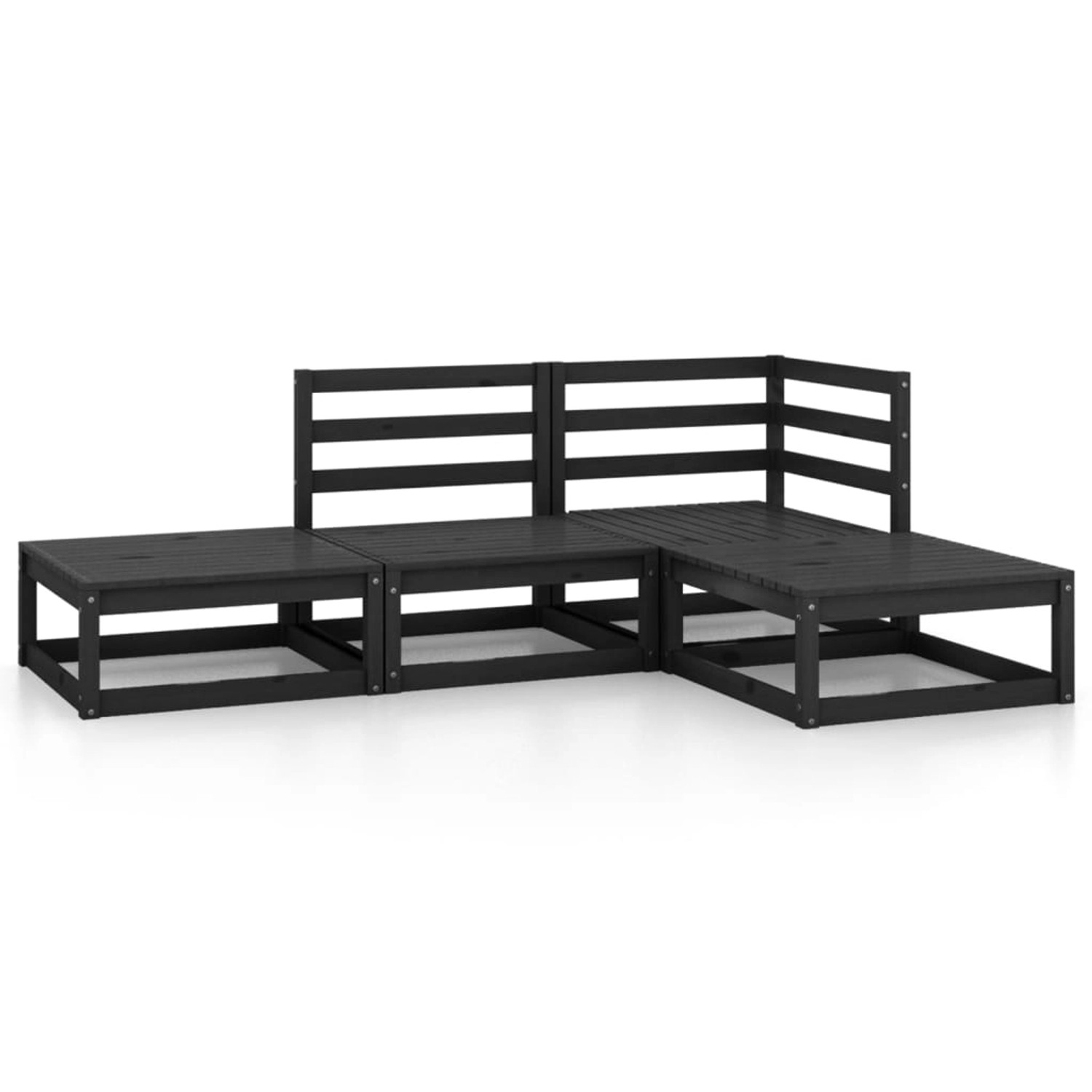 vidaXL 4-tlg Garten-Lounge-Set Schwarz Massivholz Kiefer Modell 101 günstig online kaufen