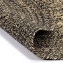 Handgefertigter, runder Jute Teppich in Schwarz und Braun, 210 cm Durchmesser.