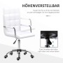 HOMCOM Bürostuhl, weißes Kunstleder, höhenverstellbar, mit Rollen.