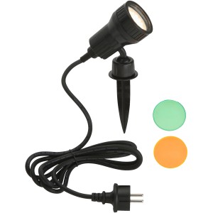 Briloner LED-Gartenstrahler Terra mit Erdspieß, Farbfiltern und Kabel. Ideal für Gartenbeleuchtung.