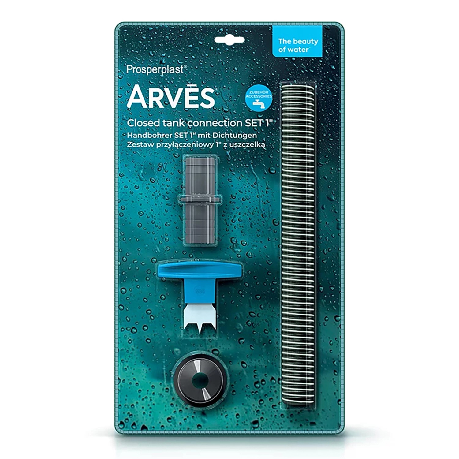 Arves Anschluss Set mit Dichtungen 1'' (23,5 mm) Basalt