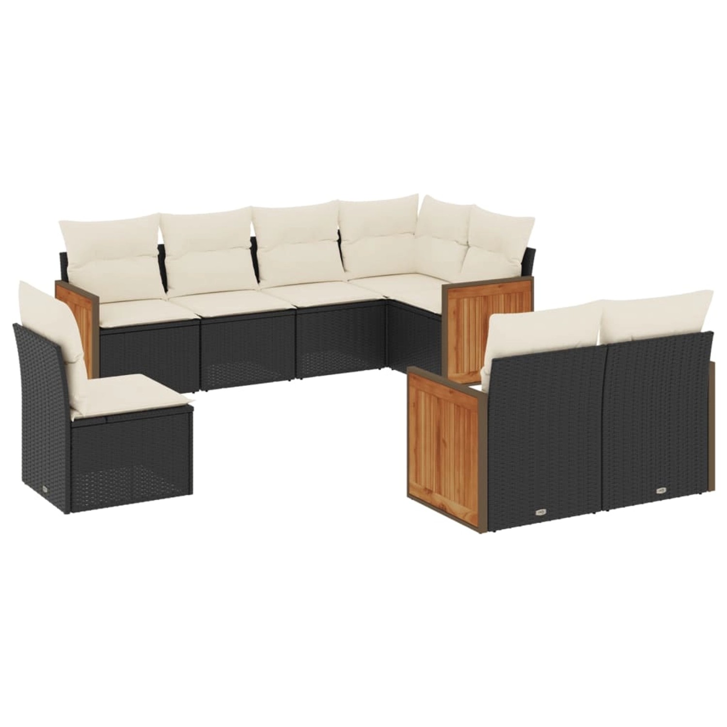 vidaXL 8-Tlg Garten-Sofagarnitur mit Kissen Schwarz Poly Rattan 3227841 günstig online kaufen
