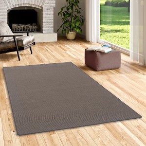 Snapstyle Sisal Teppich Natur Klassisch Anthrazit, 100x100 cm. Robuster Teppich für Wohnräume.
