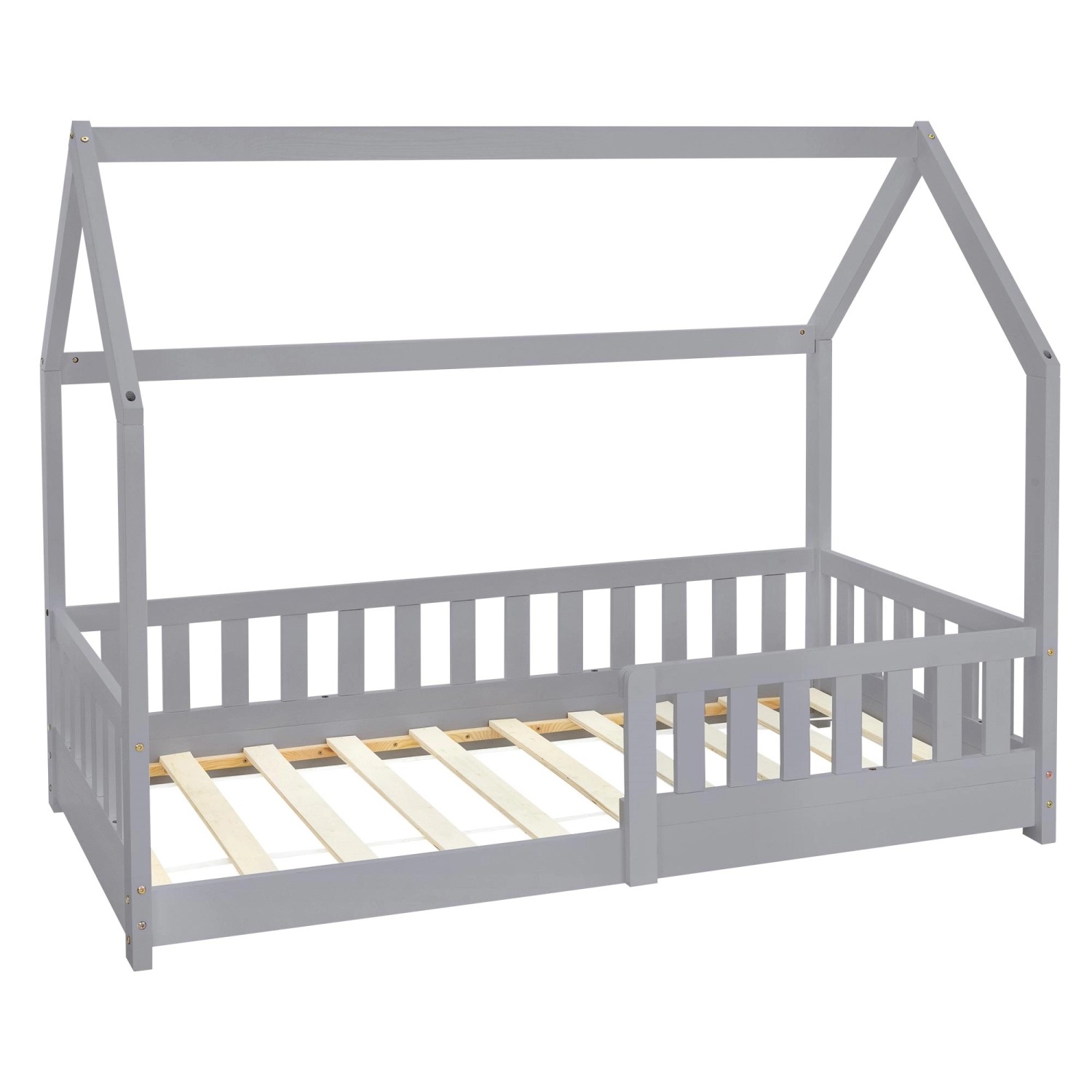 ML-Design Kinderbett 80x160 cm mit Rausfallschutz Lattenrost Hellgrau