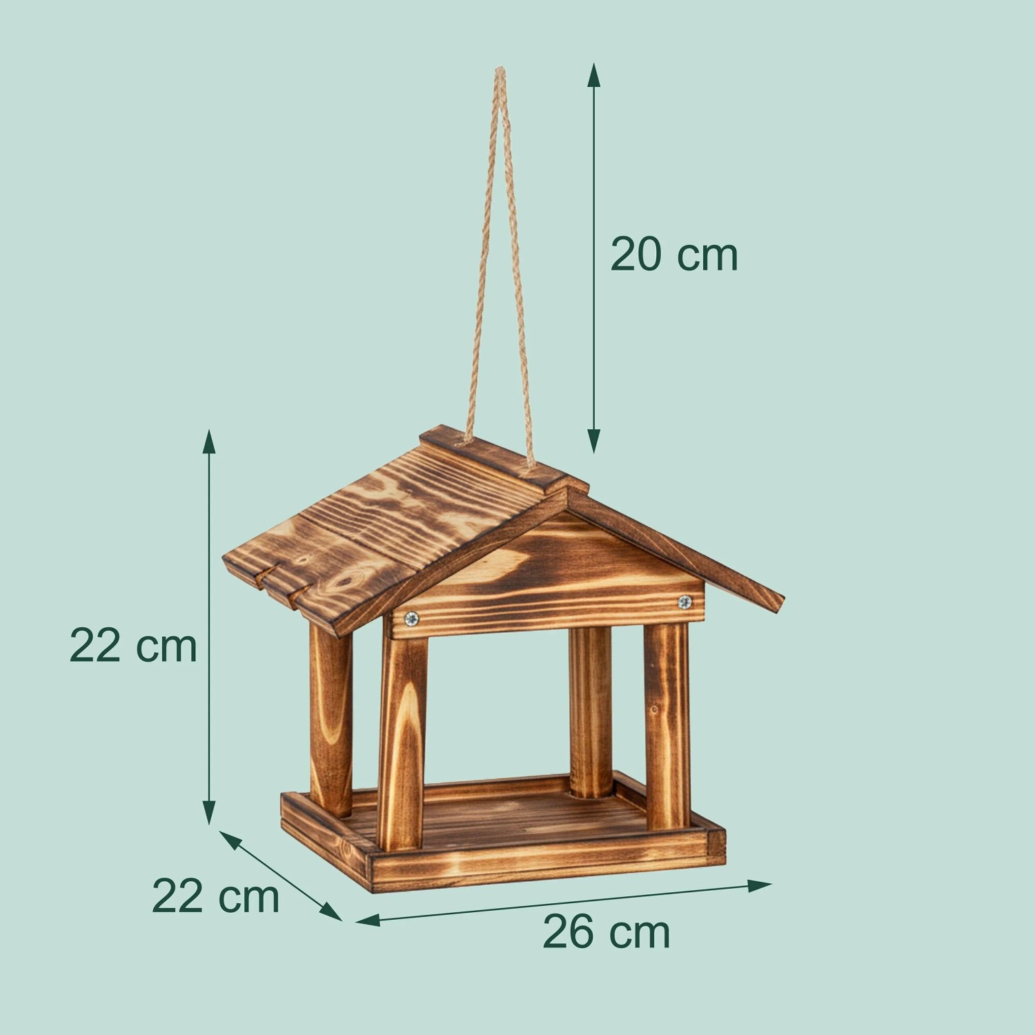 Relaxdays Vogelfutterhaus Tannenholz Geflammt Zum Aufhängen 22 cm x 26 cm x 22 cm 0,7 kg_4