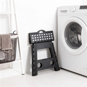 Relaxdays Klapphocker XL Kunststoff Schwarz Faltbar 39 cm x 39 cm x 32 cm 1,5 kg