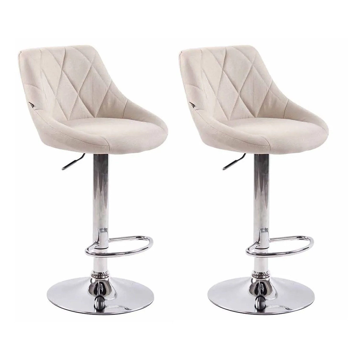CLP 2er Set Barhocker Lazio Stoff Creme