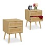 Relaxdays Nachttisch Faserplatte Kiefernholz Aluminium Natur Mit 2 Schubladen 55 cm x 40 cm x 41,5 cm 8,9 kg