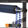 Walimex Hintergrundexpan mit blauer Kette und dunkelblauem Papierhintergrund. Belastbar bis 6 kg für Fotostudio.