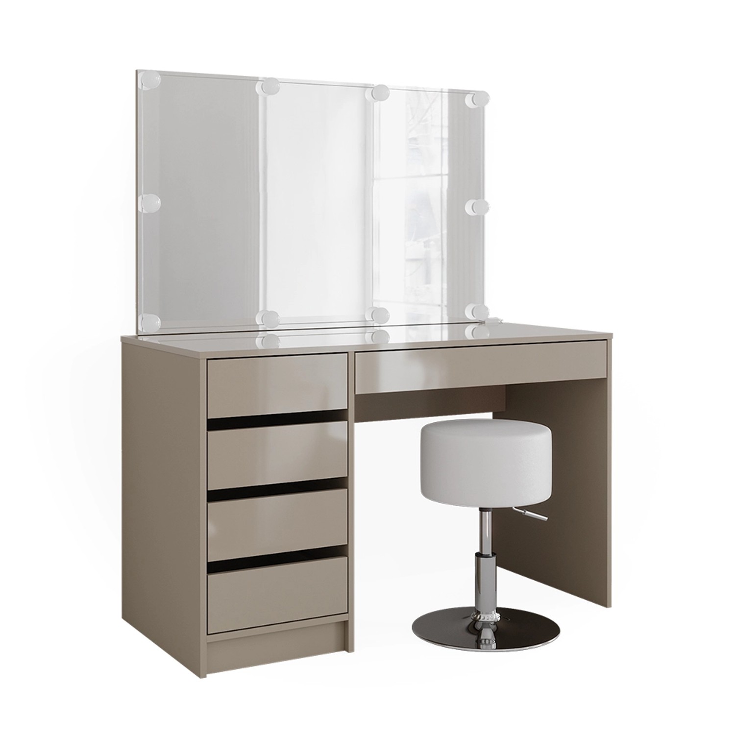 Vicco Schminktisch Sherry Greige 120 cm mit LED Beleuchtung und Hocker günstig online kaufen