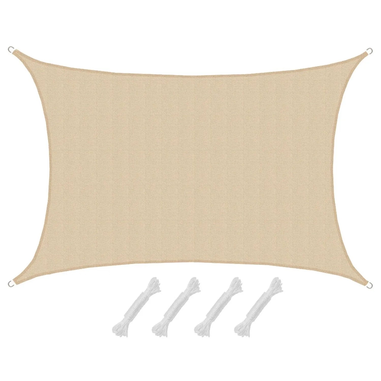 AMANKA HDPE Sonnensegel - 4 x 6 m Rechteckig Beige