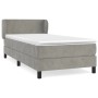 Hellgraues vidaXL Boxspringbett 90x200 cm mit Samtbezug, Matratze und Kopfteil.