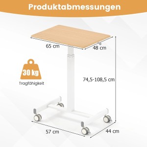 Costway Stehpult Höhenverstellbar Stehtisch mit Rollen Schreibtisch