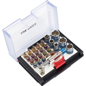 LUX Bit- und Steckschlüsselsatz 28-teilig im Koffer: Bits, Steckschlüssel und Bithalter für Schraubarbeiten.