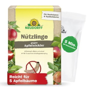 Neudorff Nützlinge gegen Apfelwickler: Bestell-Karte und Nematoden-Sachet für 5 Apfelbäume. Effektive Schädlingsbekämpfung.