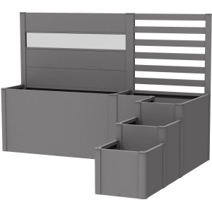 Biohort Pflanzkasten DaVinci V2, Quarzgrau-Metallic, modulares Metall-Hochbeet mit Sichtschutz.