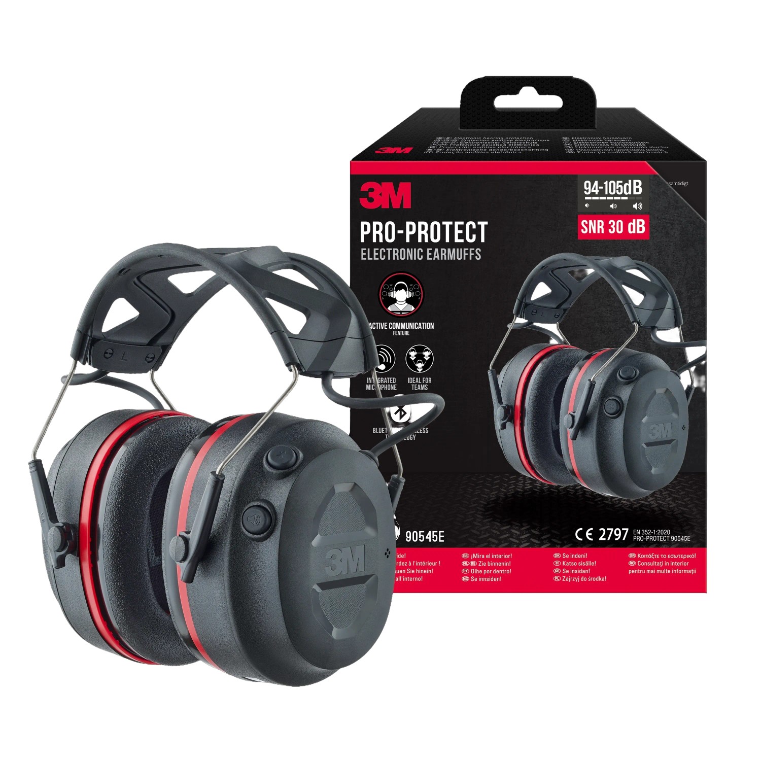 3M Kapselgehörschutz Pro Protect Bluetooth SNR-Wert 30 dB Schwarz