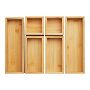 SOTECH 6-Teiliges ORGA-BOX Bambus Schubladen Ordnungssystem Stapelbar Geölt