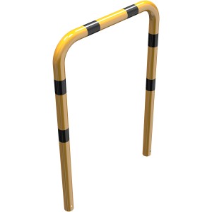 Schake Rammschutzbügel aus Stahlrohr, Ø 76 mm, gelb-schwarz, zum Einbetonieren.