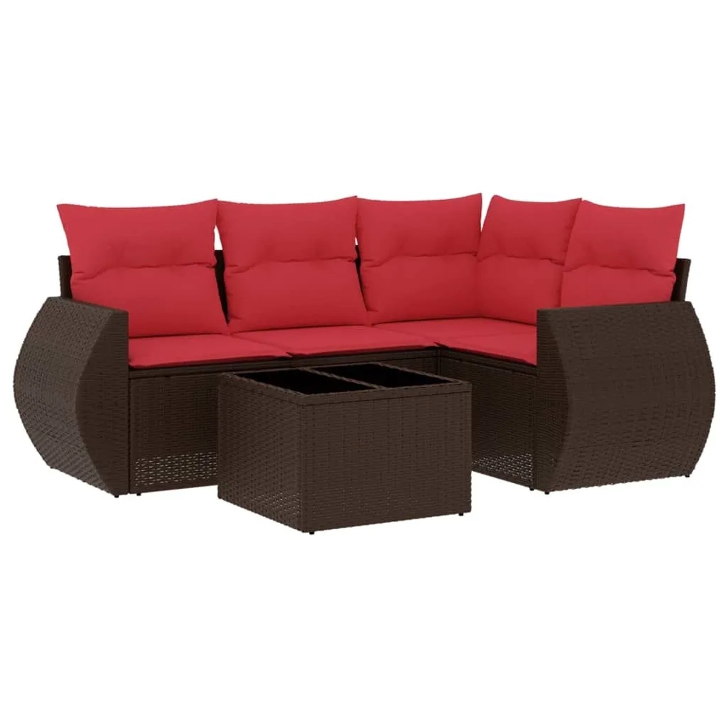 vidaXL 5-Tlg Gartensofa-Set mit Kissen Braun Polyrattan 3221323 günstig online kaufen