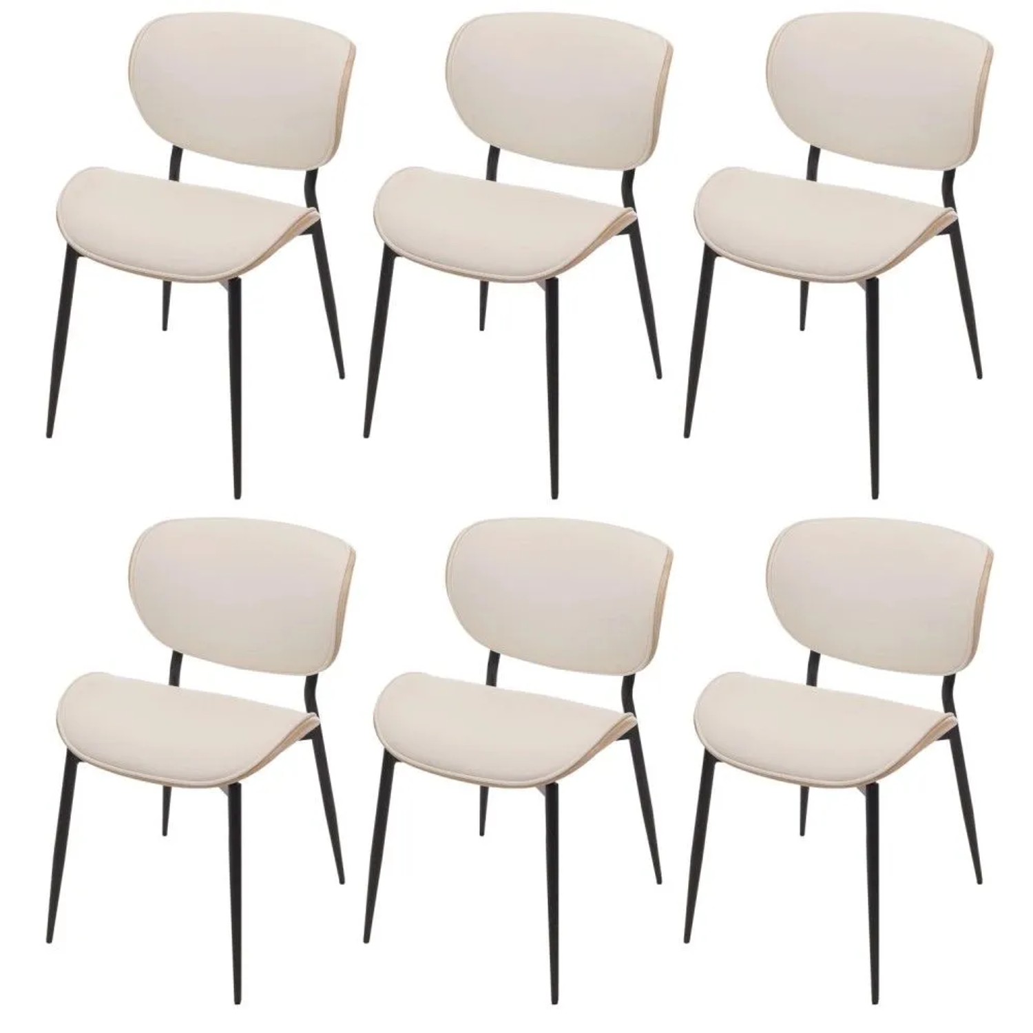 MCW Esszimmerstuhl O45 6er-Set Natur Weiß