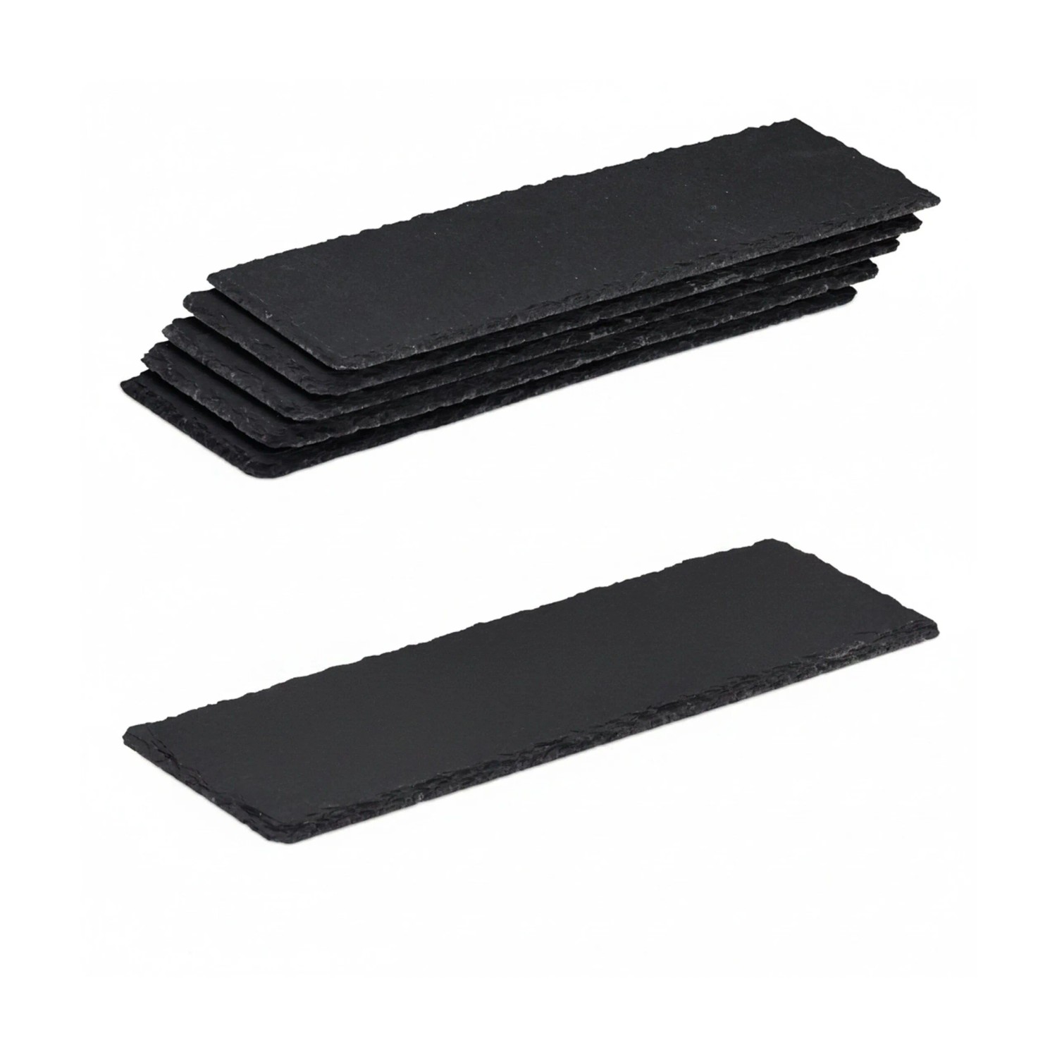 Relaxdays Servierplatten 6er Set Schiefer Anthrazit Beschriftbar Rutschfest 0,8 cm x 30 cm x 10 cm