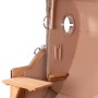 Detailansicht Strandkorb GarWoh Rantum Grande Teak mit Bullauge und Bistrotisch.
