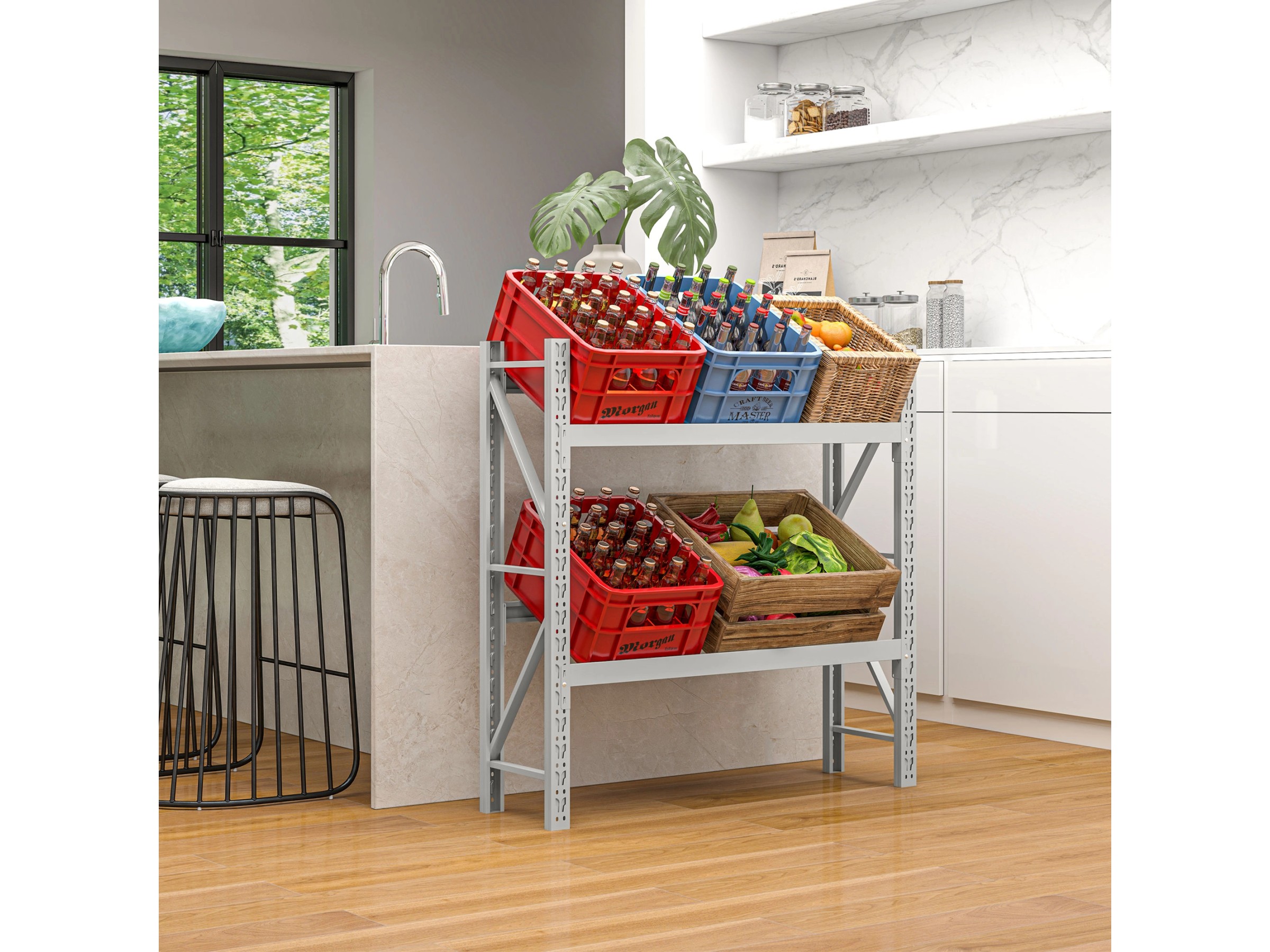 Getränkekistenregal Für 6 Kisten - Stabiles Stahlregal Mit Ablage