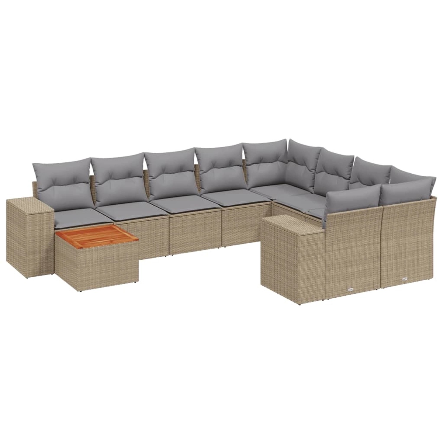 vidaXL 10-Tlg Garten-Sofagarnitur mit Kissen Beige Poly Rattan 3225611 günstig online kaufen