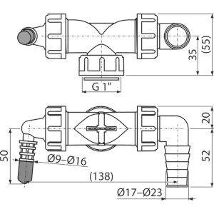 Alcadrain P156Z-G1 Doppelanschluss G1" 8–23 mm mit Klappen