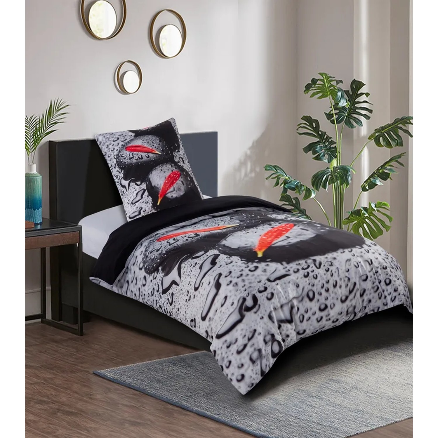 SANILO Bettwäsche Elegance 2-teilig mit modernem Tropfen- und Blüten-Design.