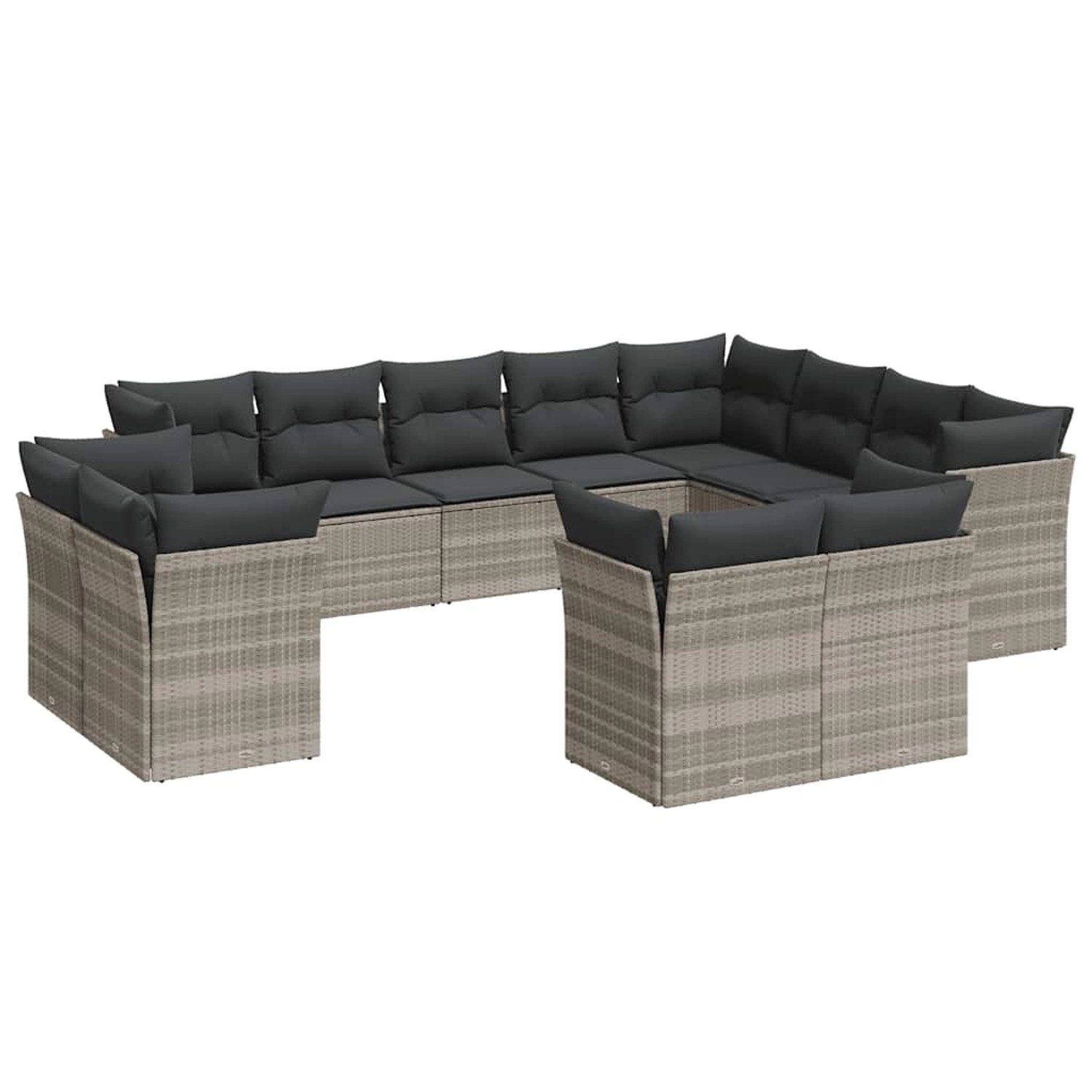 vidaXL 12-Tlg Garten-Sofagarnitur mit Kissen Hellgrau Poly Rattan 3218532 günstig online kaufen