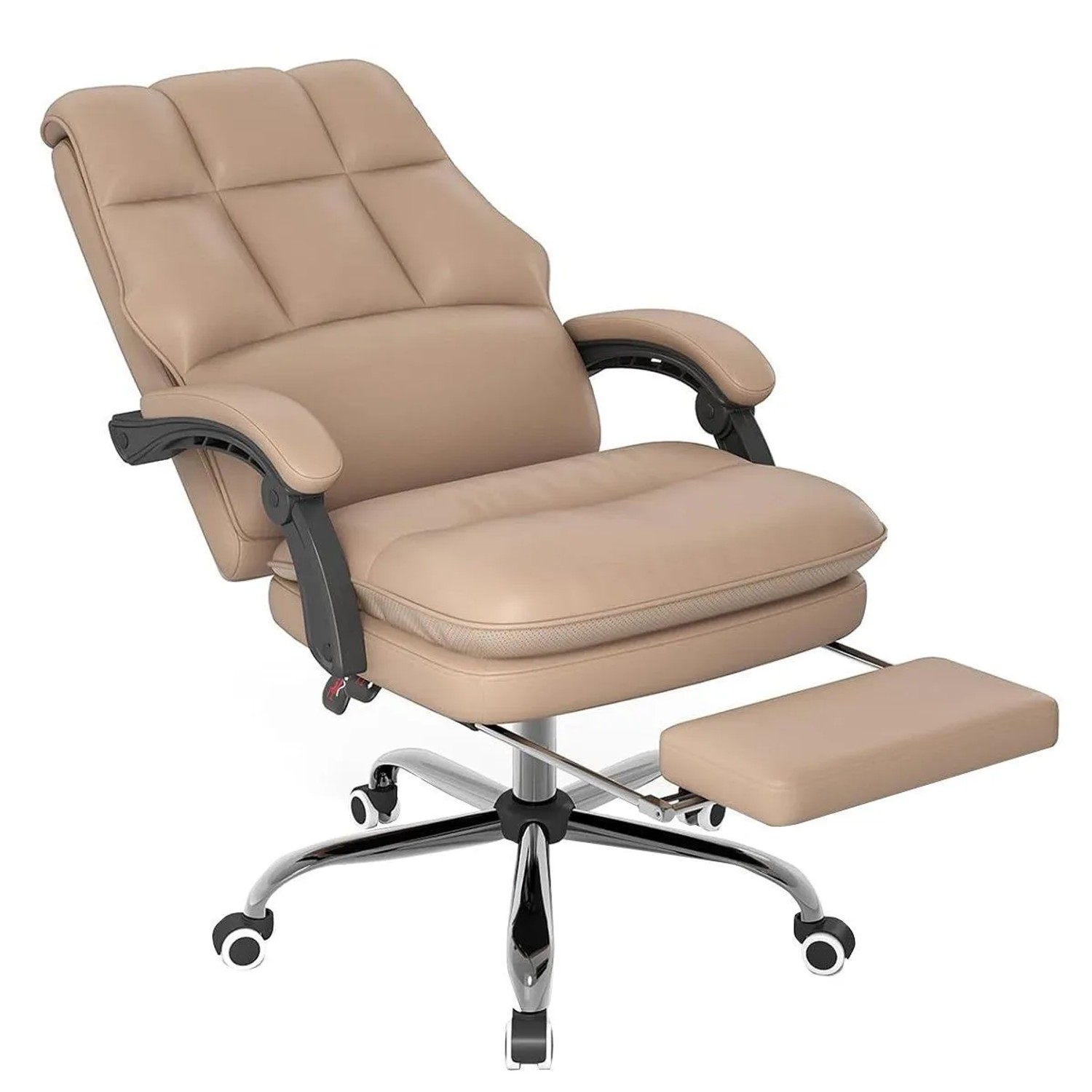 Costway Ergonomischer Bürostuhl mit Einziehbarer Fußstütze Kaffee günstig online kaufen