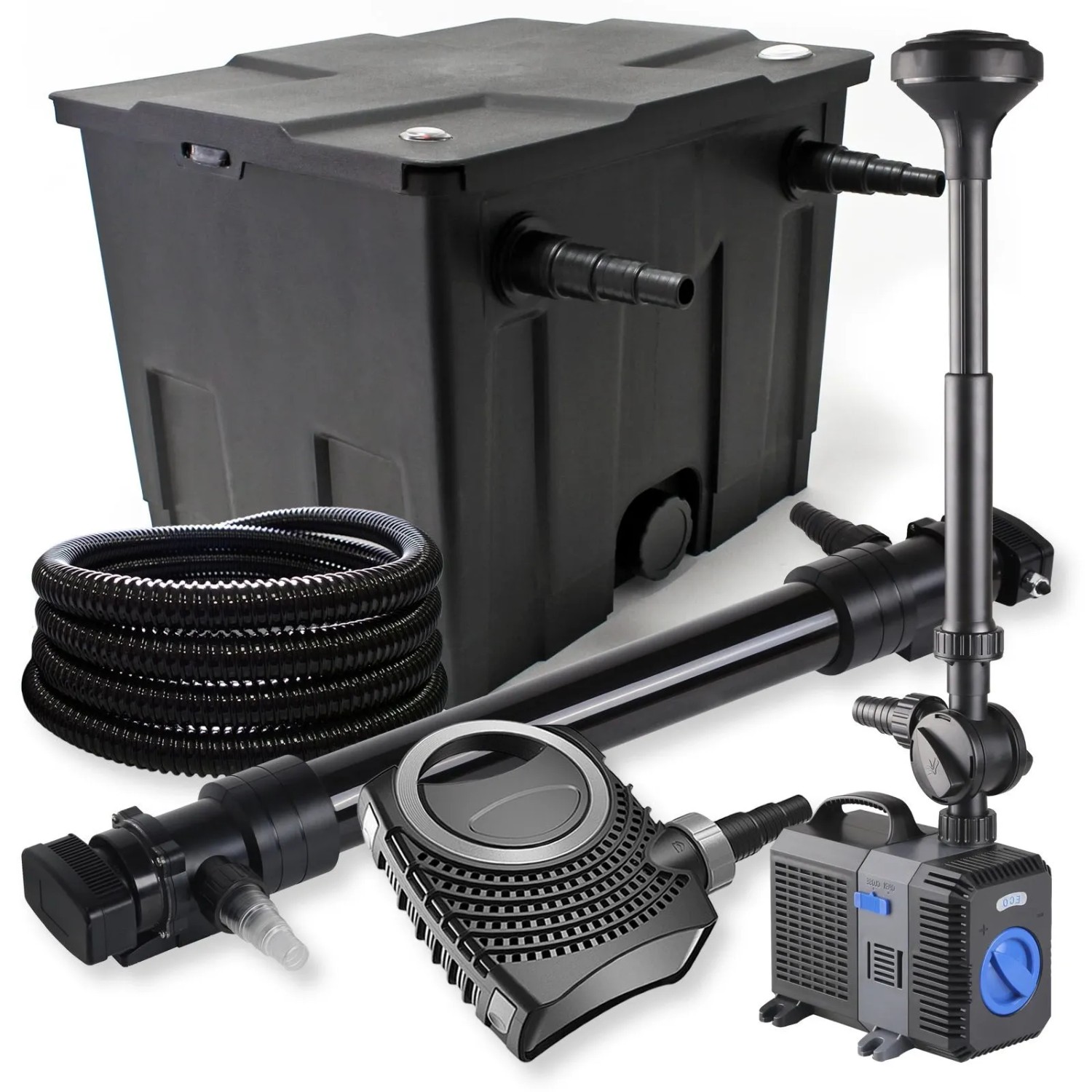 Sunsun 1-Kammer Filter Set 12000L 72W Uvc Teich Klärer Neo10000 80W Pumpe Schlauch Spri
