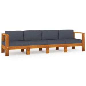 VidaXL 4-Sitzer Gartensofa aus Akazienholz mit dunkelgrauen Auflagen.